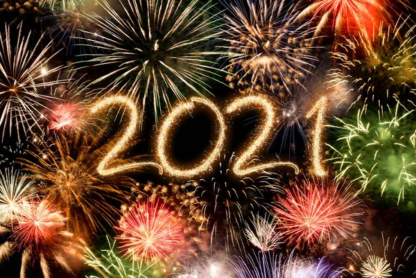 2021 New Year Fireworks Background Happy Holidays New Year Concept — Stock Photo, Image