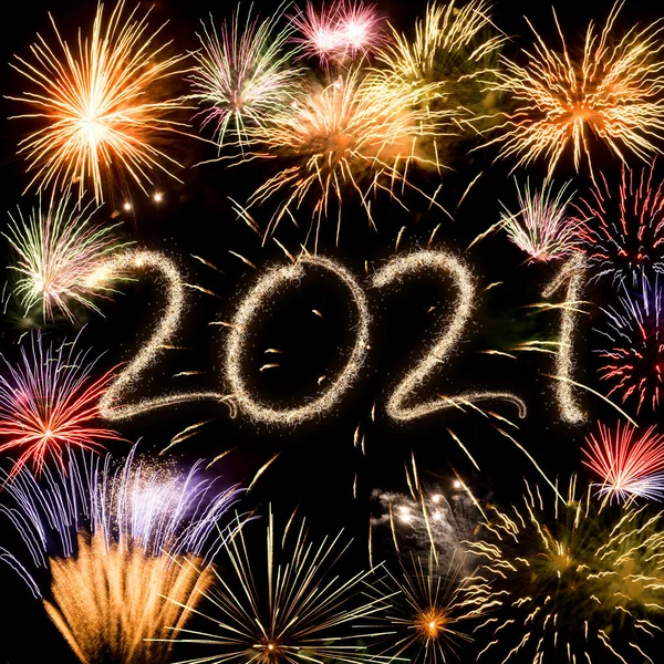 2021 New Year Fireworks Background Happy Holidays New Year Concept — Stock Photo, Image