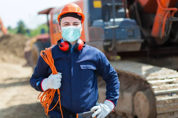 Porträt Eines Arbeiters Auf Einer Baustelle — Stockfoto