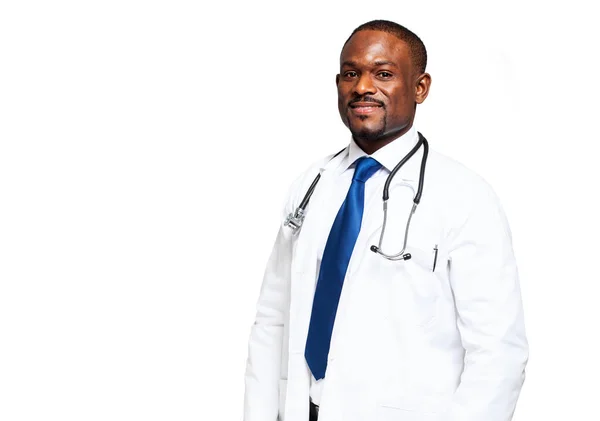 African American Doctor Isolated White Background — Stock Photo, Image