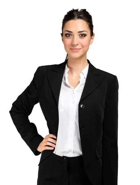Portret Szczęśliwej Bizneswoman Białym Tle — Zdjęcie stockowe