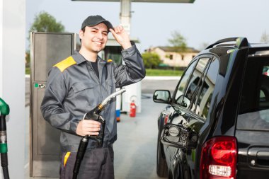 Gas station attendant at work clipart