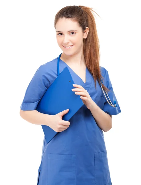 Mooie jonge verpleegster portret — Stockfoto