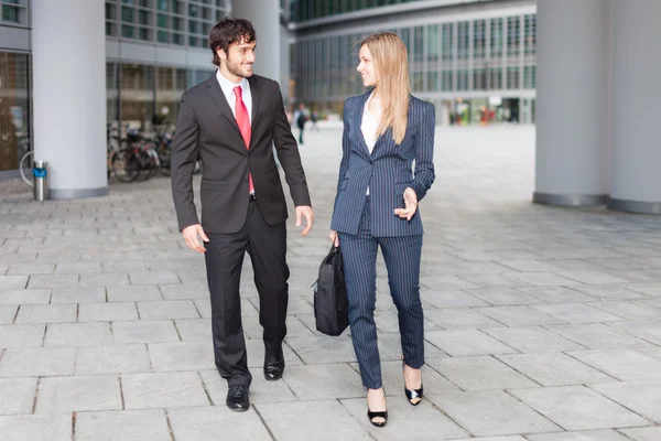 Two business partners walking — Stock Photo, Image