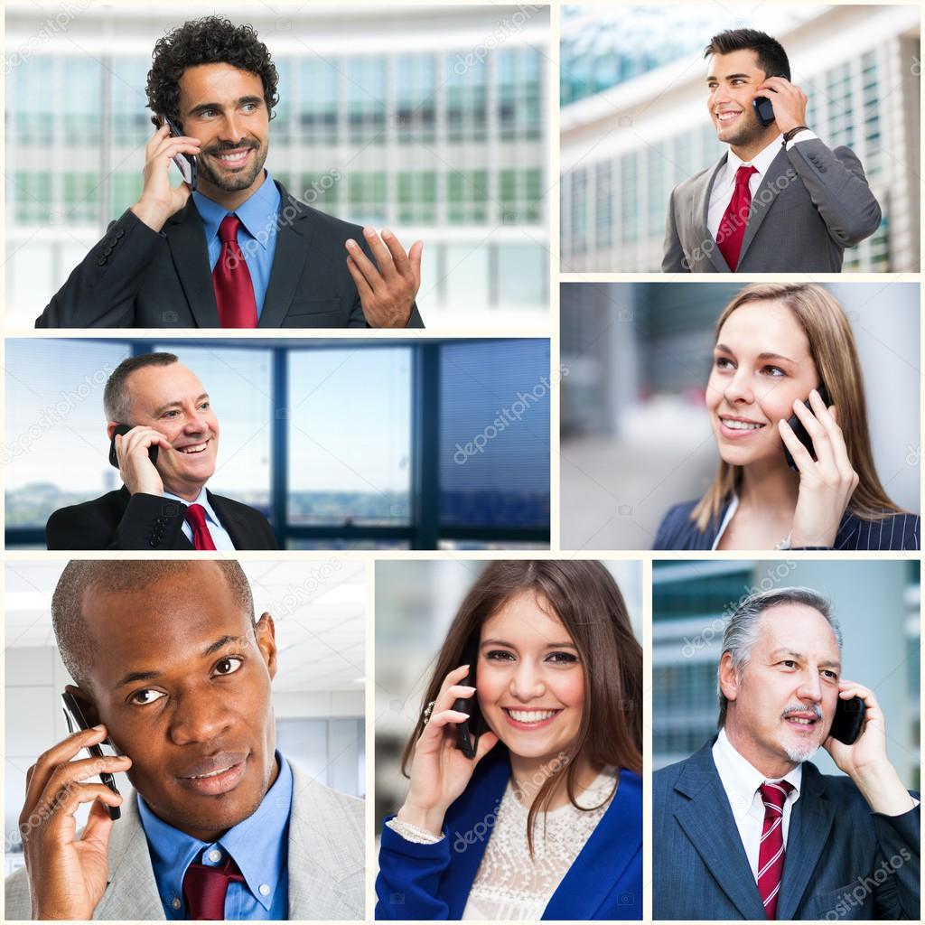 Business people talking on phone