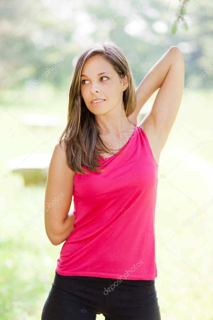 Woman stretching before workout