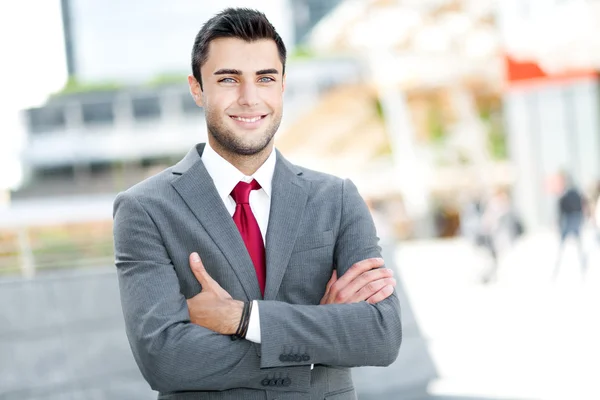 Handsome businessman outdoor in city — Stock Photo, Image