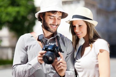 Tourists taking pictures clipart