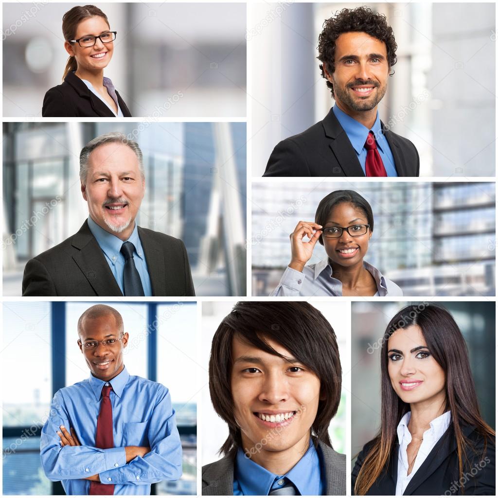 multiethnic businesspeople faces