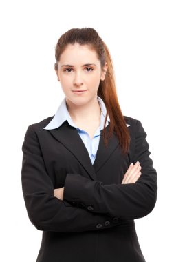 iş kadını katlanmış silah ile poz