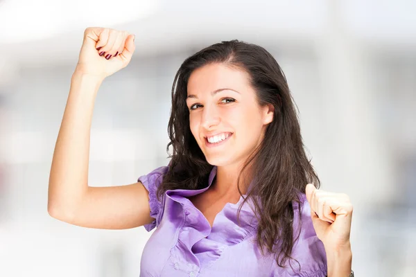 Mujer feliz sonriendo — Foto de Stock