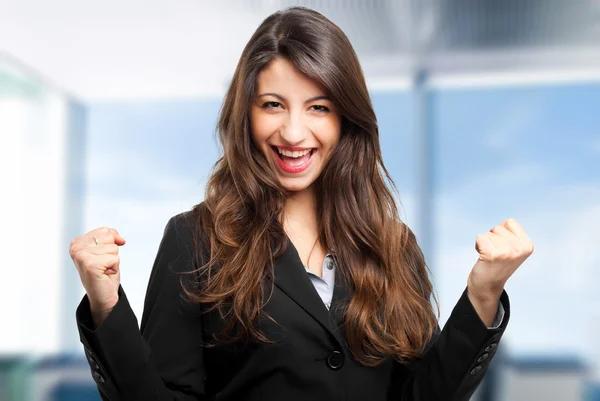 Mujer feliz sonriendo — Foto de Stock