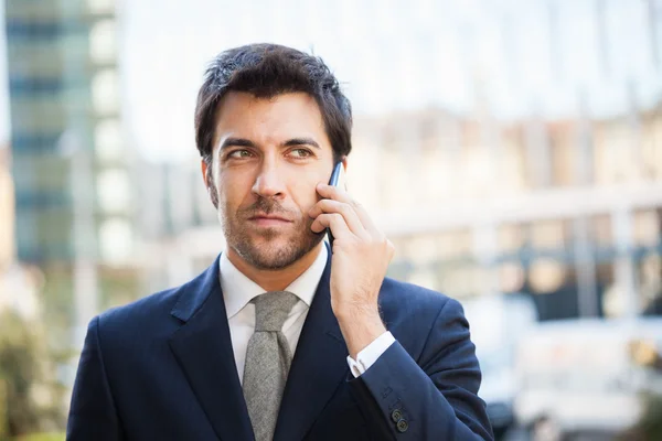 Empresário falando ao telefone — Fotografia de Stock