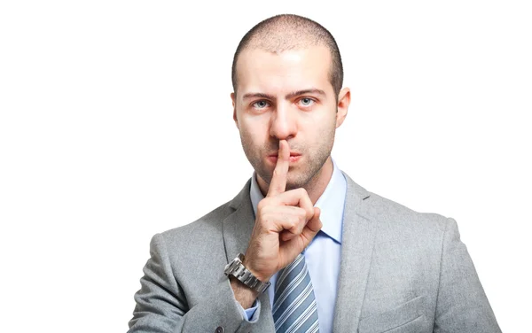 Businessman is asking for silence — Stock Photo, Image