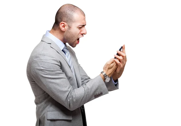 Empresário gritando ao telefone — Fotografia de Stock