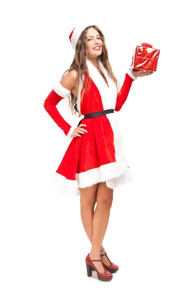 Woman dressed in Christmas cloths — Stock Photo, Image