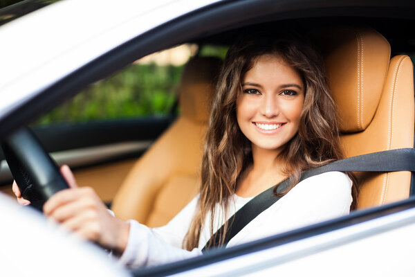 Woman driving her car Royalty Free Stock Photos