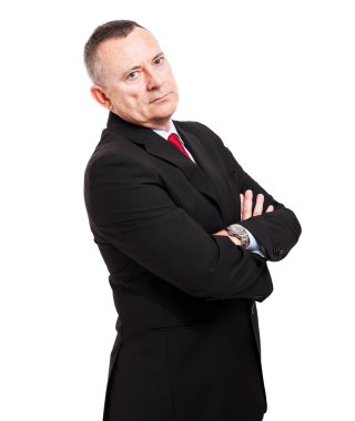 yaşlı işadamı üzerinde beyaz izole