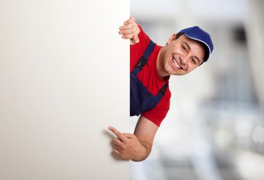 Bir Pano için onun parmak işaret işçi