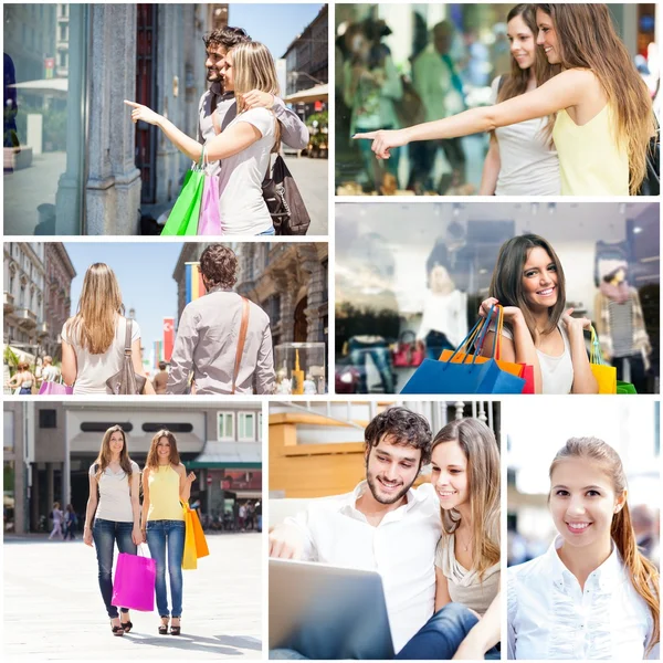 Menschen einkaufen und Spaß haben — Stockfoto