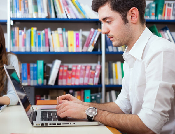 Student using a laptop