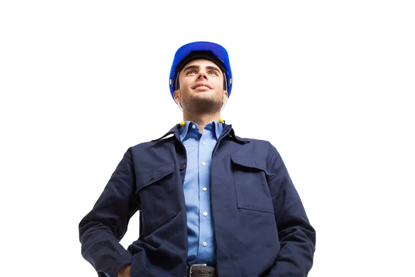 Retrato de engenheiro. Isolado em branco — Fotografia de Stock