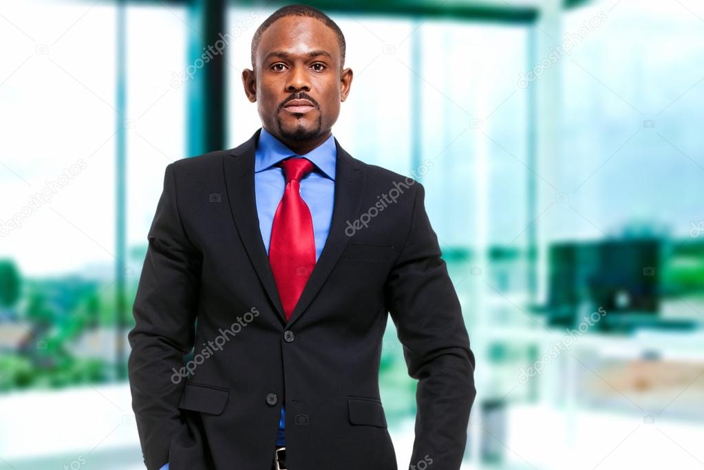 Confident black businessman