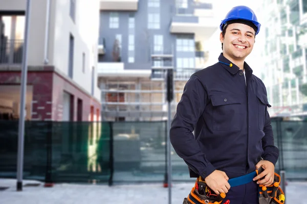 Worker in blue uniform — Stock Photo, Image