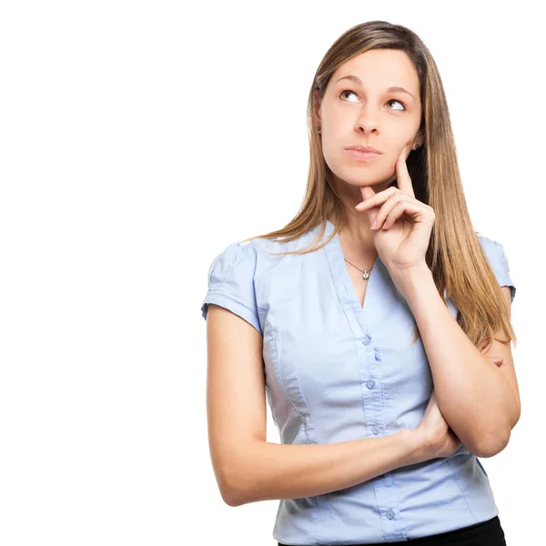 Mujer en expresión pensativa — Foto de Stock