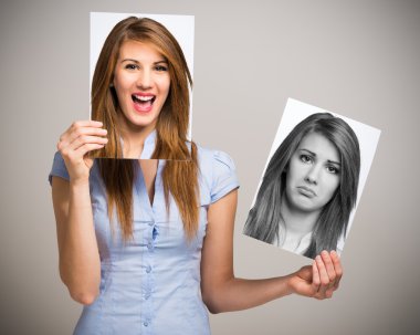 Woman changing her mood clipart