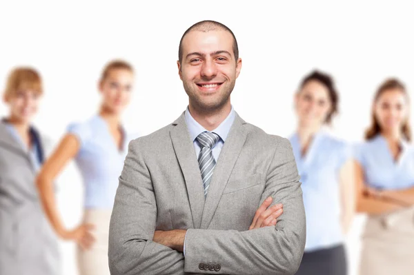 Leader in front of his team — Stock Photo, Image