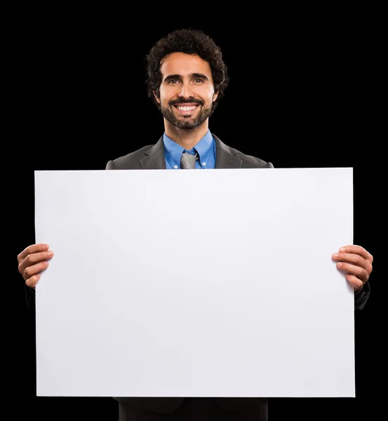 Man holding white sheet — Stock Photo, Image