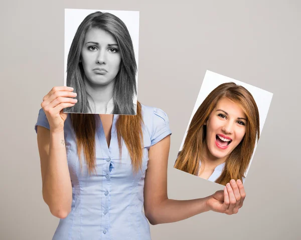 Vrouw haar stemming wijzigen — Stockfoto