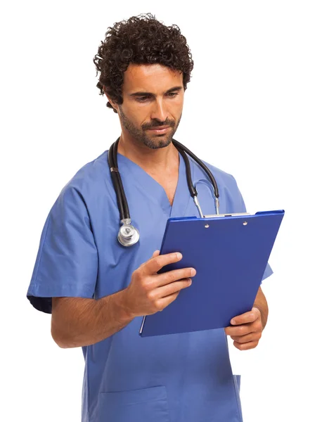 Doctor reading document — Stock Photo, Image