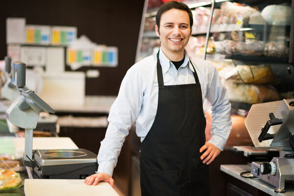 Shopkeeper in grocery store