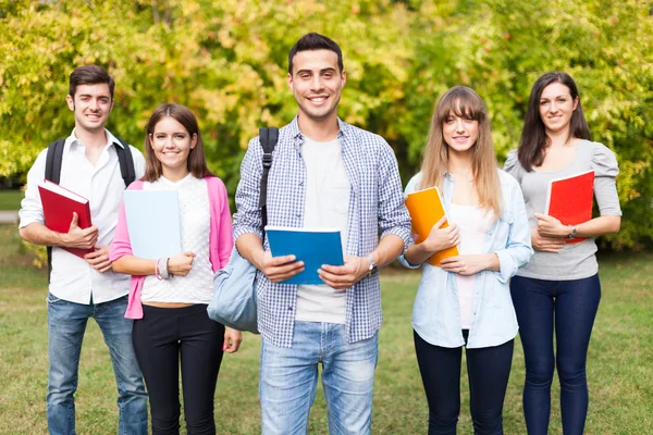 Groep lachende studenten Stockfoto