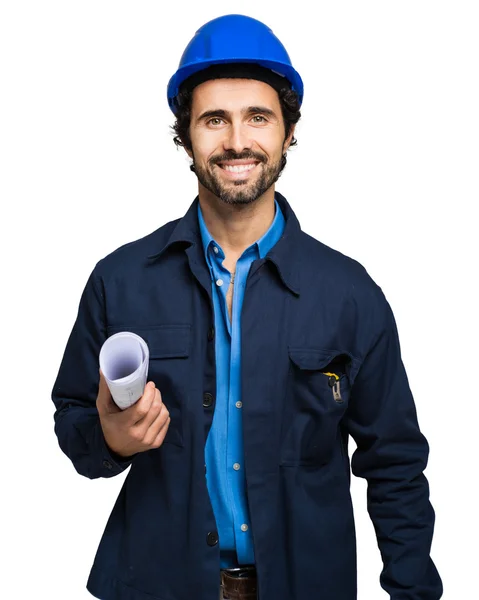 Engineer on white background — Stock Photo, Image