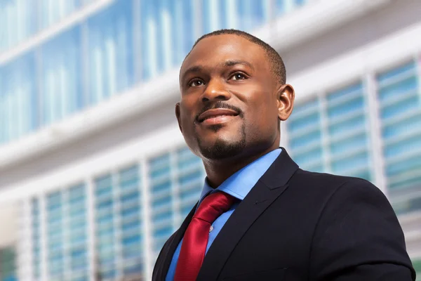 Businessman in front of his office — Stock Photo, Image