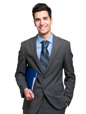 İşadamı holding klasör gülümseyen