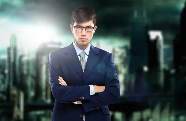 Businessman in his office at night — Stock Photo, Image