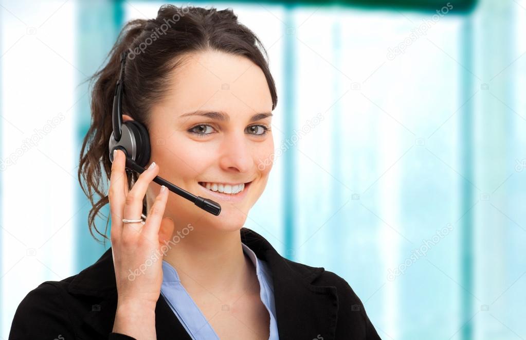 Beautiful female call center operator