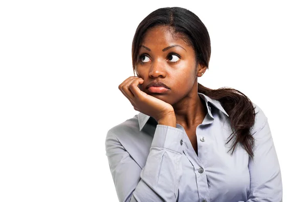 Aburrida mujer de negocios africana — Foto de Stock