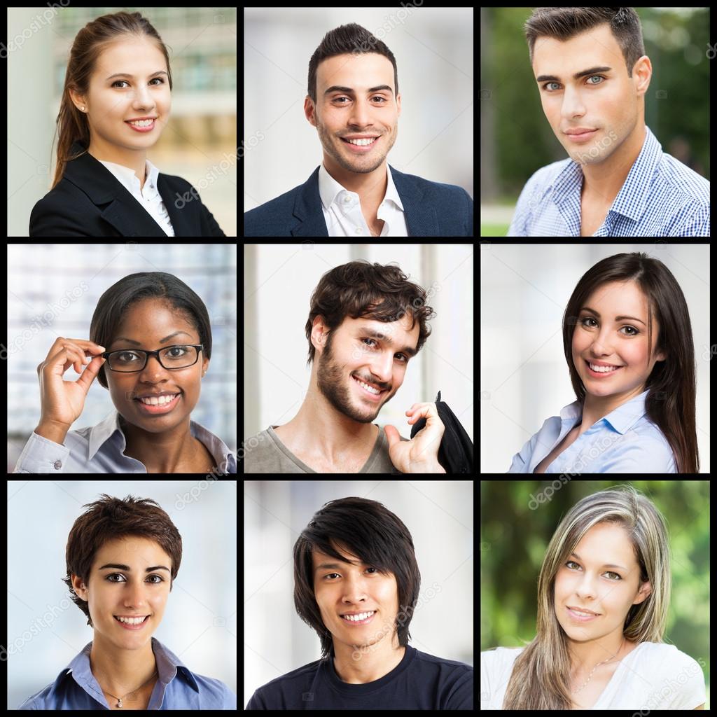 Collage of smiling young people