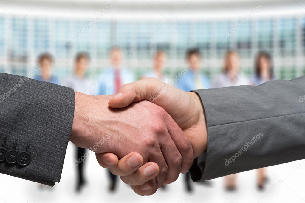 Two businessmen shaking hands