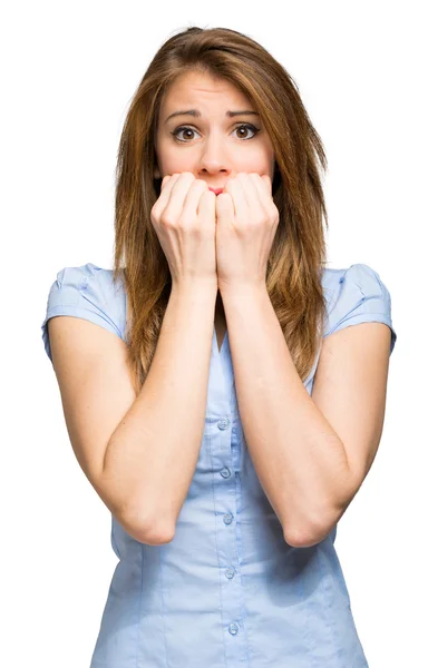 Scared young businesswoman — Stock Photo, Image