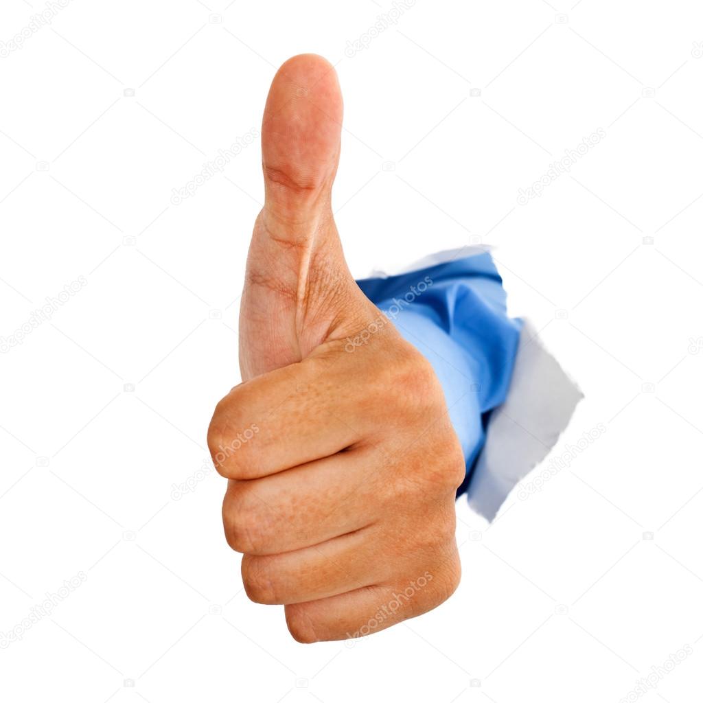 Hand giving thumbs up