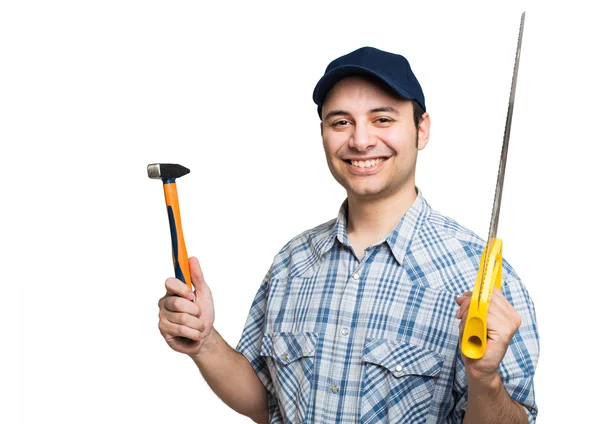 Smiling young carpenter — Stock Photo, Image