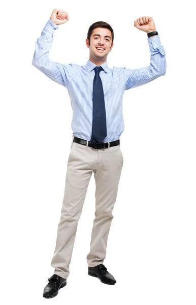 Businessman with his arms raised — Stock Photo, Image