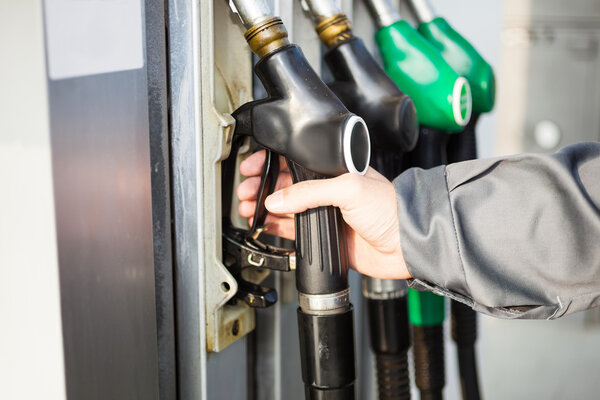 Gas station attendant at work