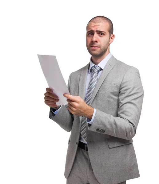 Geschäftsmann im Besitz eines Dokuments — Stockfoto